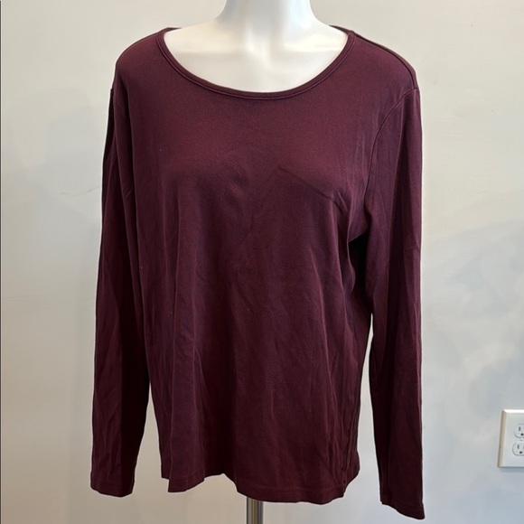 Time and Tru XL Basic Burgundy Wine Purple Long Sleeve Top - Picture 2 of 4